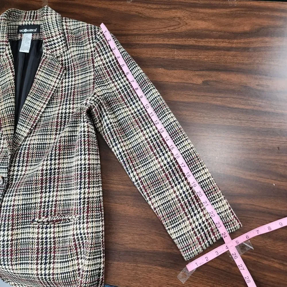 Sag Harbor Plaid Blazer Wool Blend Houndstooth Eclectic Grandpa Jacket Size 14 - Picture 8 of 16